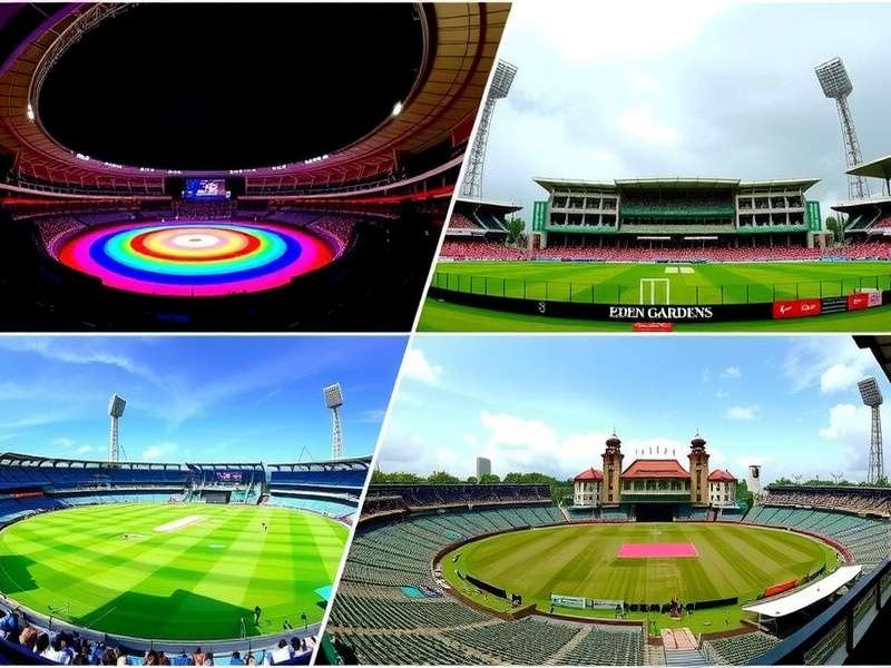 Premier Cricket Icons Regional Stadiums Collage - Chepauk, Wankhede, Eden Gardens Inspired Grounds